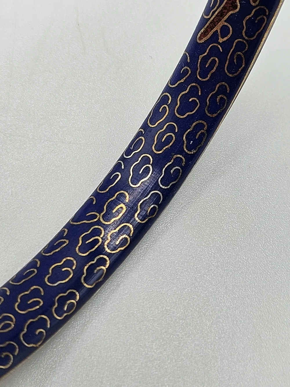 VINTAGE Blue Floral Cloisonne Double Sided Bangle Bracelet